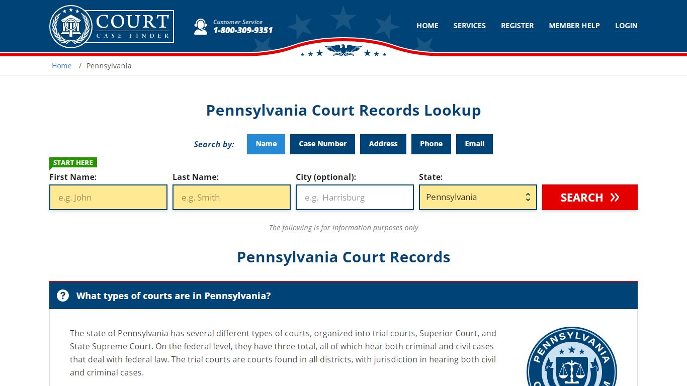 Pennsylvania Court Records Lookup - PA Court Case Search